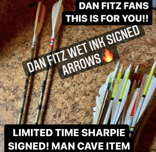 DAN FITZGERALD AUTHENTIC WET INK SIGNED ALUMINUM ARROW FROM 80S AND 90S!