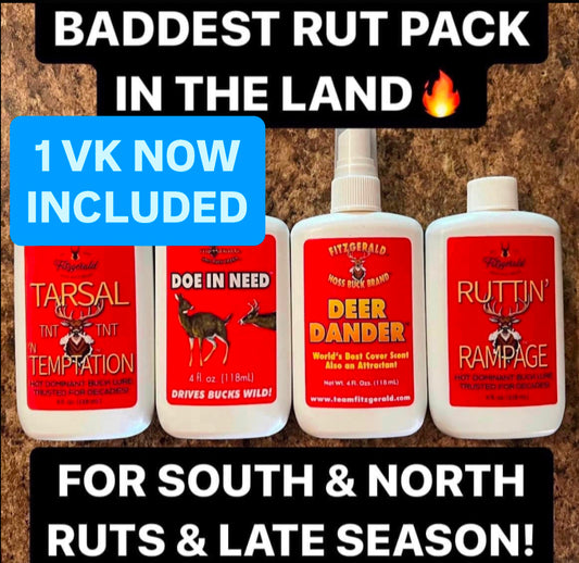 FREE SHIPPING TOO!!! BADDEST FITZ EARLY SEASON & PRE-RUT & RUT & LATE SEASON BUCK SCENT PACKAGE EVER - 1 VK TOO!