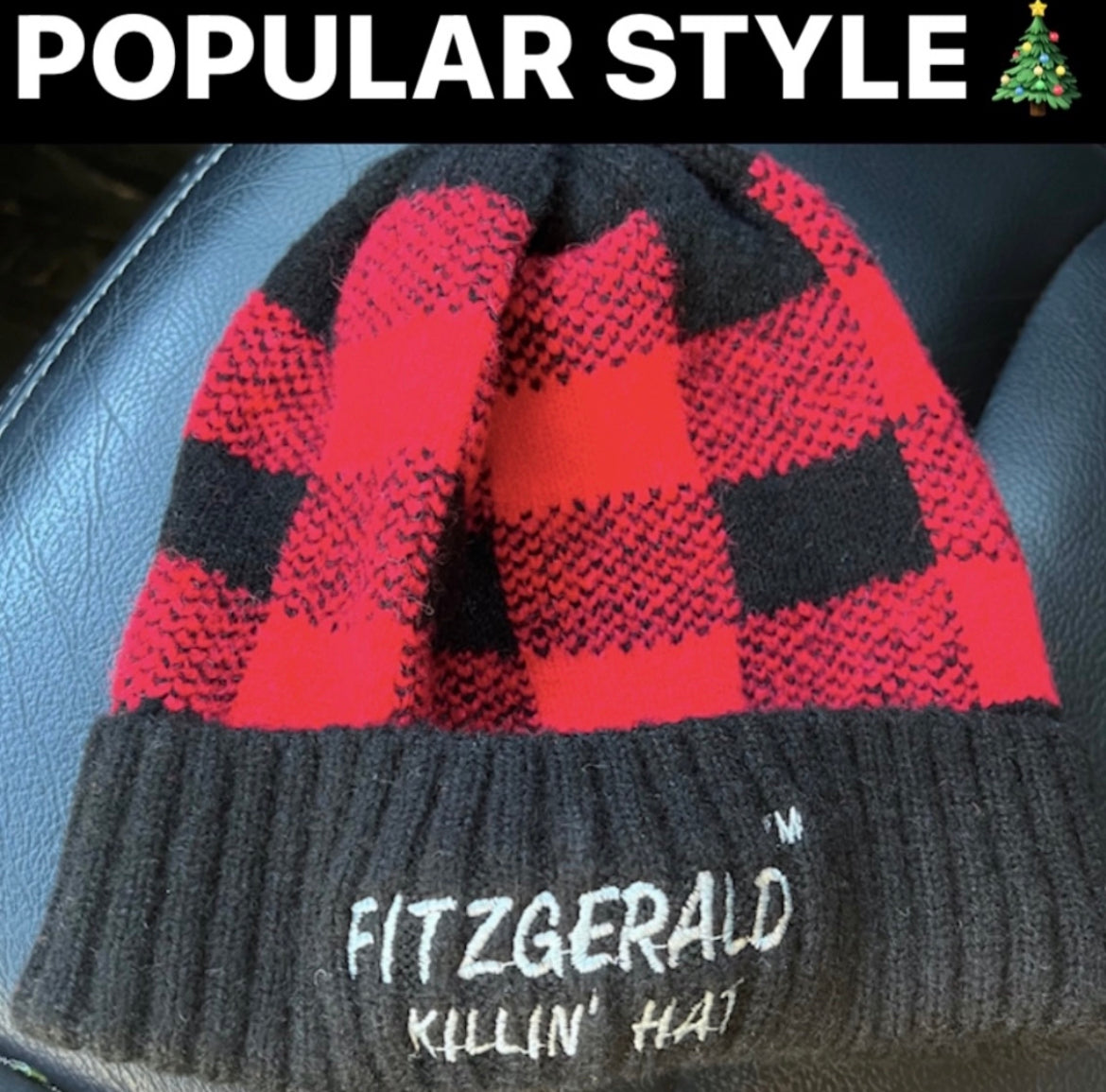 RED PLAID FITZGERALD KILLIN HAT QUALITY EMBROIDERED CUFFED KNIT HAT LIMITED SUPPLY