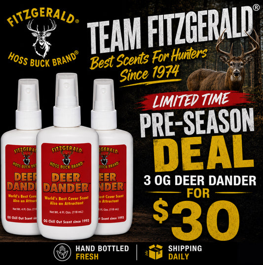 A DEER DANDER 3 FOR $30 SPECIAL BEST DEER SCENT WORKS FOR ALL NORTHERN AND SOUTHERN STATES ALL URINE BAN STATES TOO - LIMITED TIME ONLY!