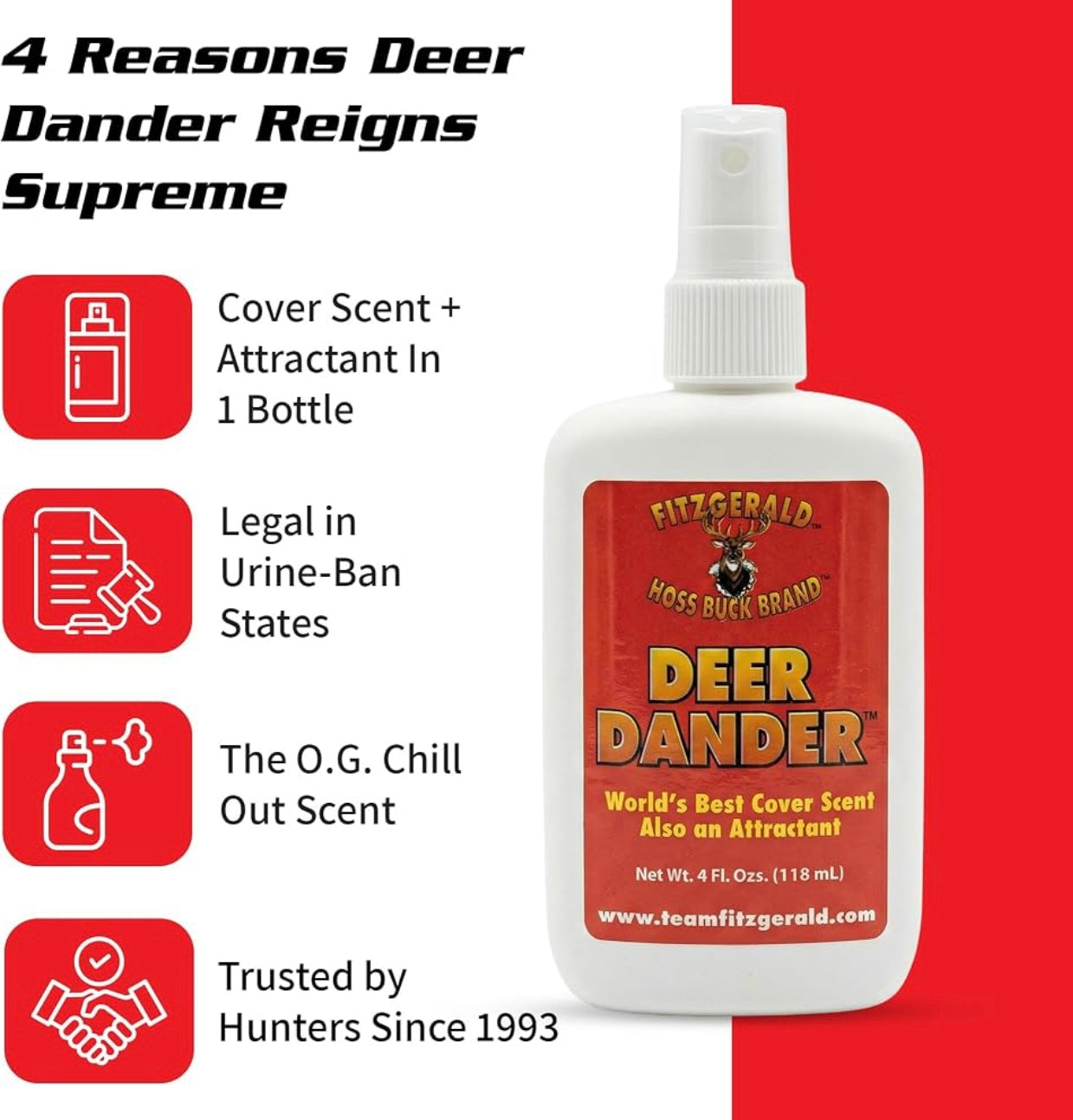 Fitzgerald Deer Dander Best PREMIUM Deer Cover Scent Period + FREE