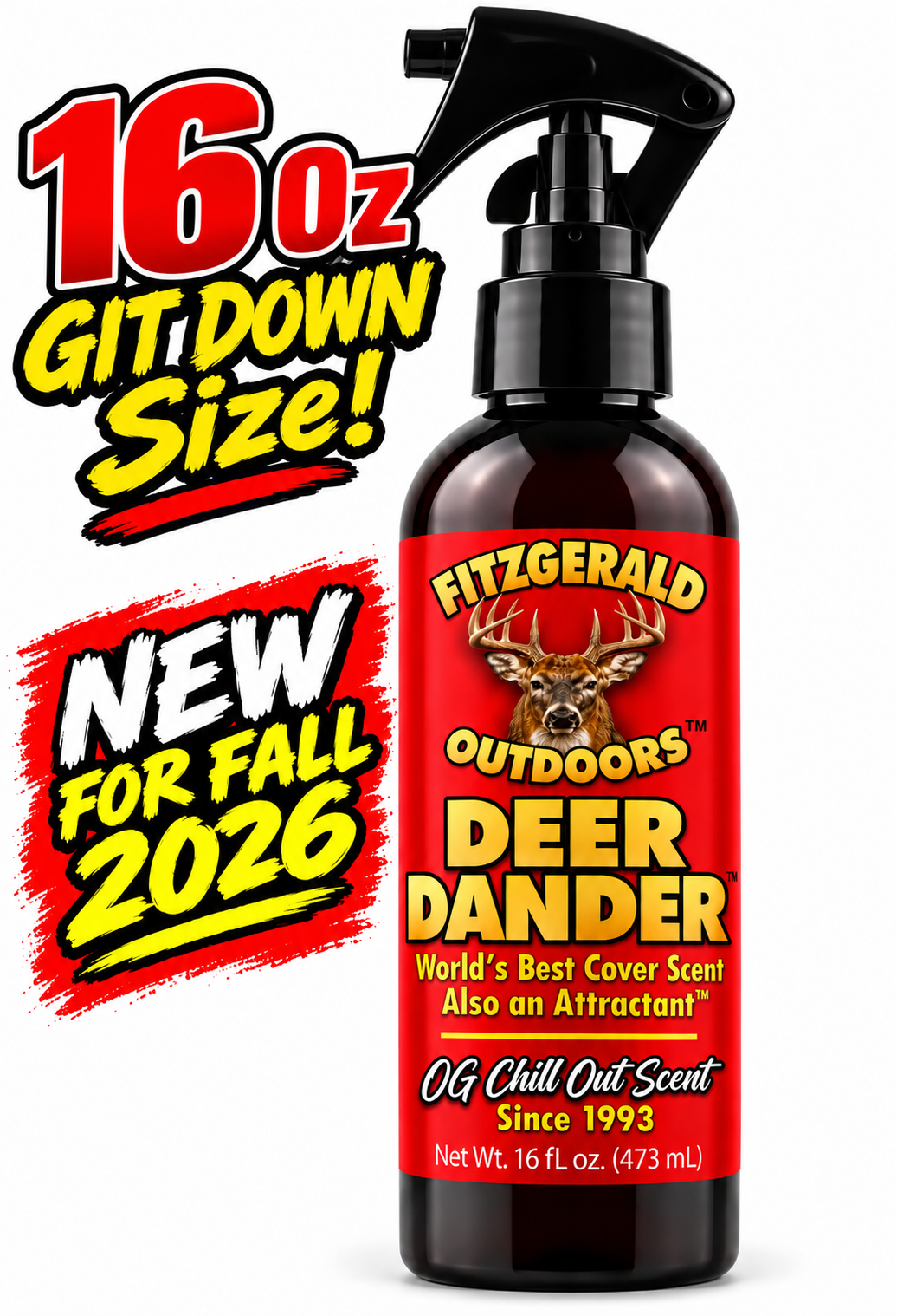 DEER DANDER NO LEAK 16 OUNCE PRO STYLE GIT DOWN SIZE!